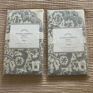 Pottery Barn Lucianna Medallion 26” x 20” Standard Pillow Shams. Gray. Set of 2